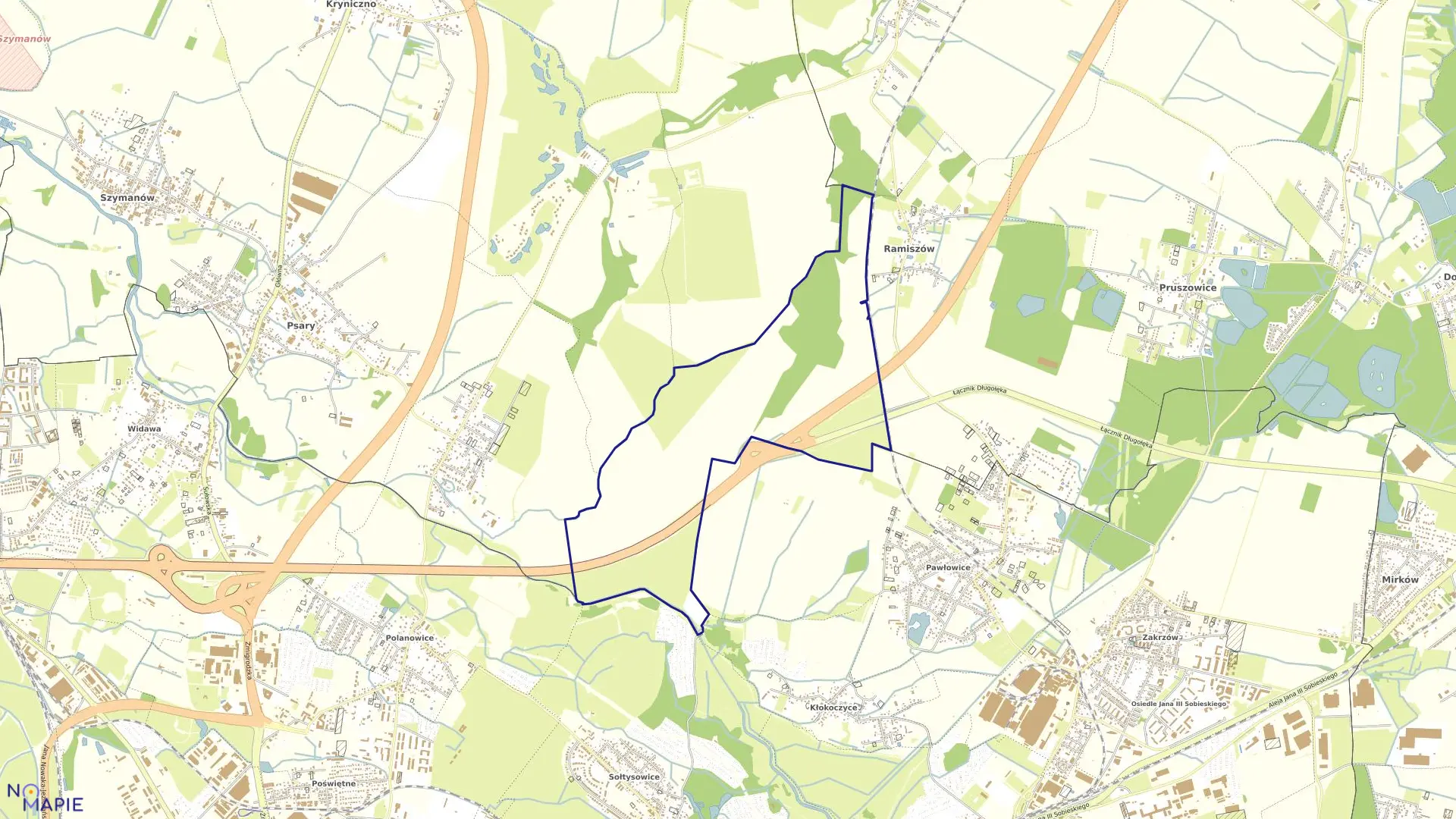 Mapa obrębu BISKUPICE w gminie Wisznia Mała