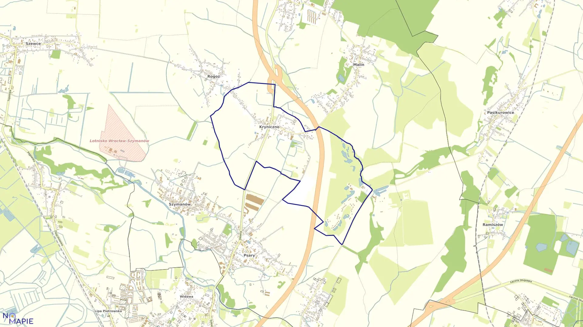 Mapa obrębu KRYNICZNO w gminie Wisznia Mała