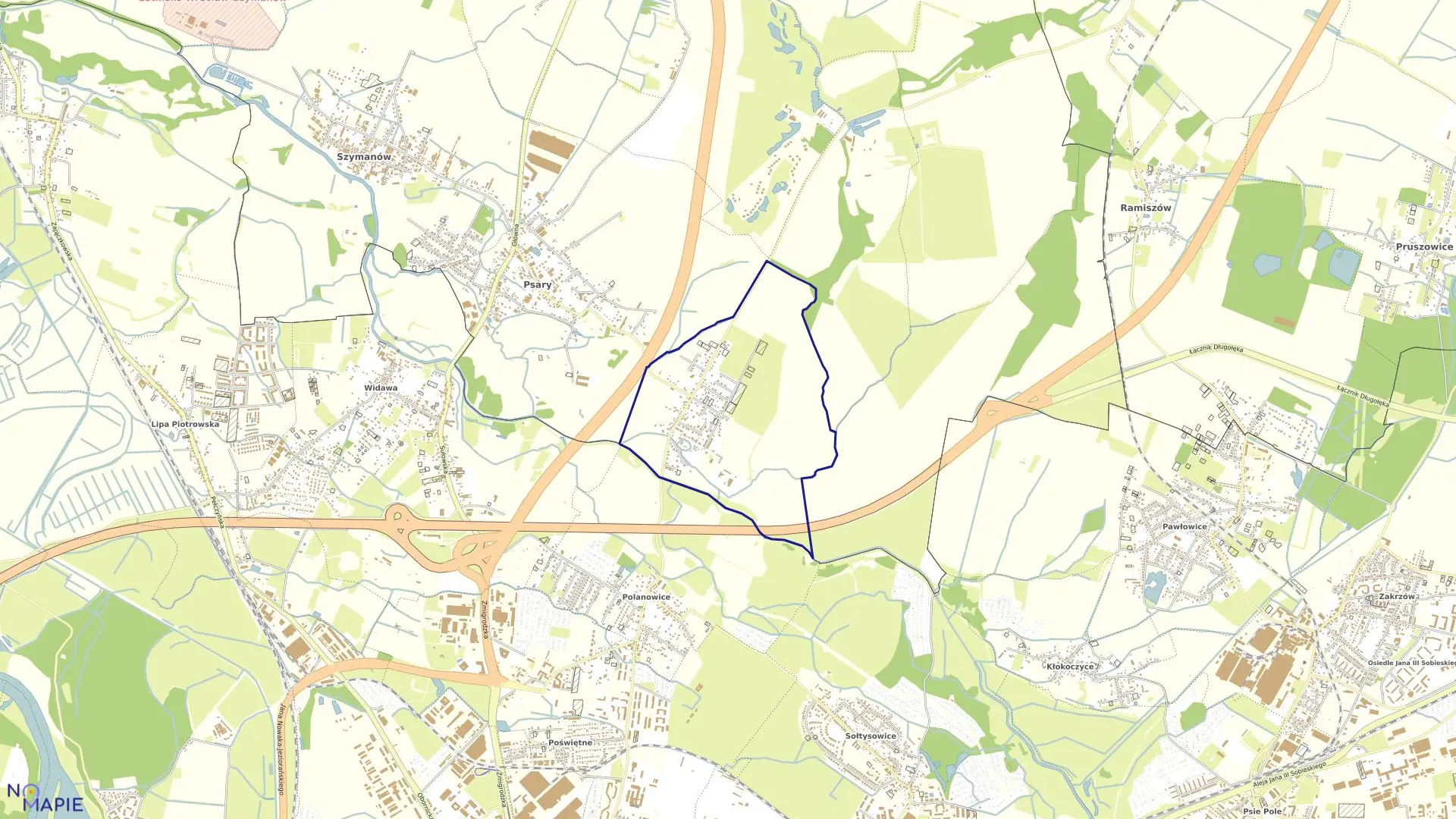 Mapa obrębu KRZYŻANOWICE w gminie Wisznia Mała