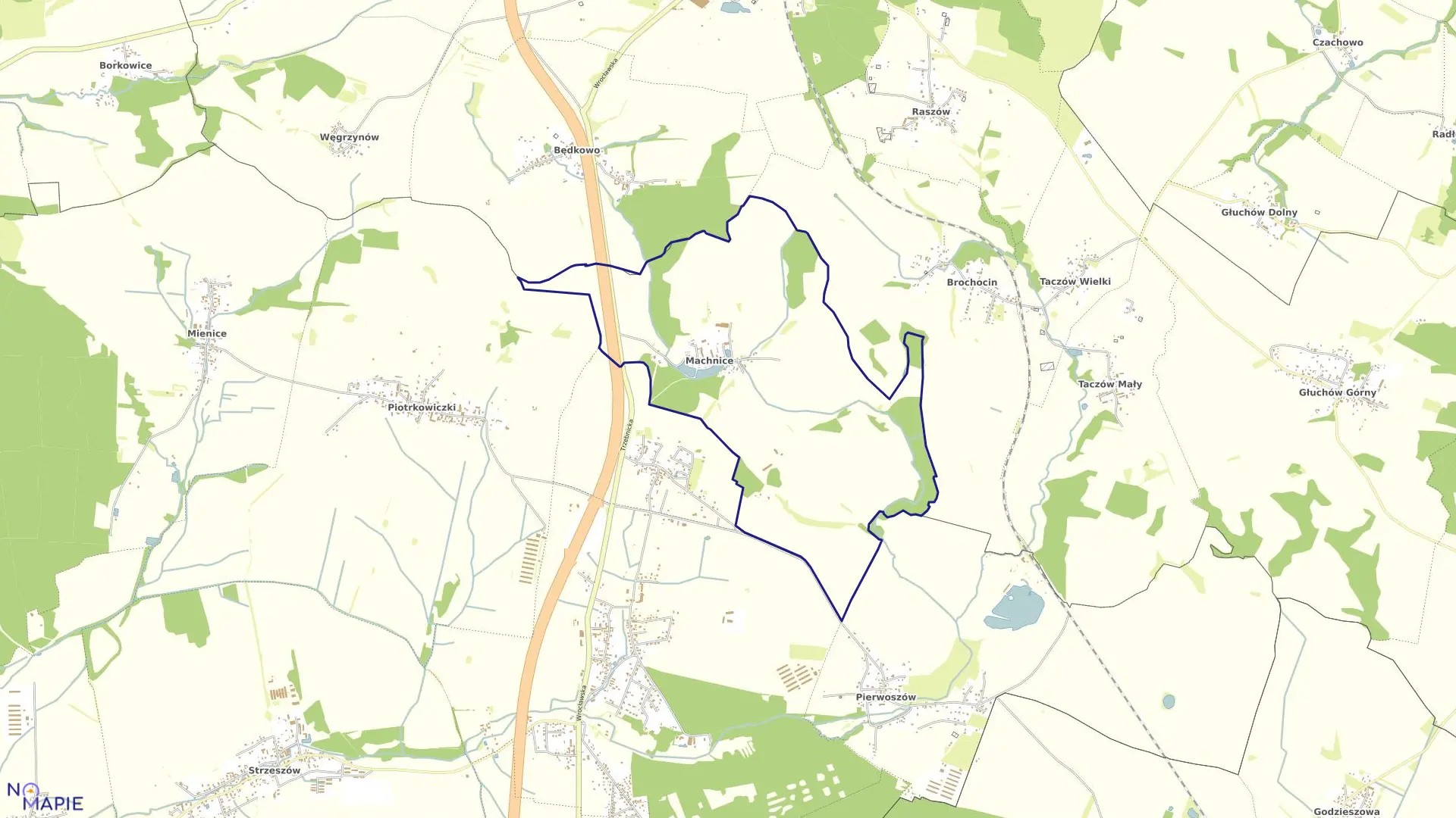 Mapa obrębu MACHNICE w gminie Wisznia Mała