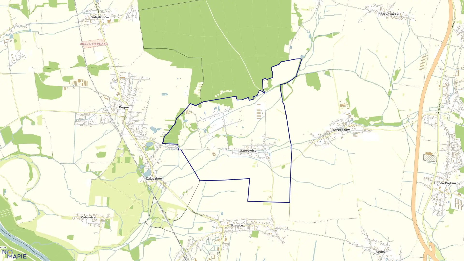 Mapa obrębu OZOROWICE w gminie Wisznia Mała