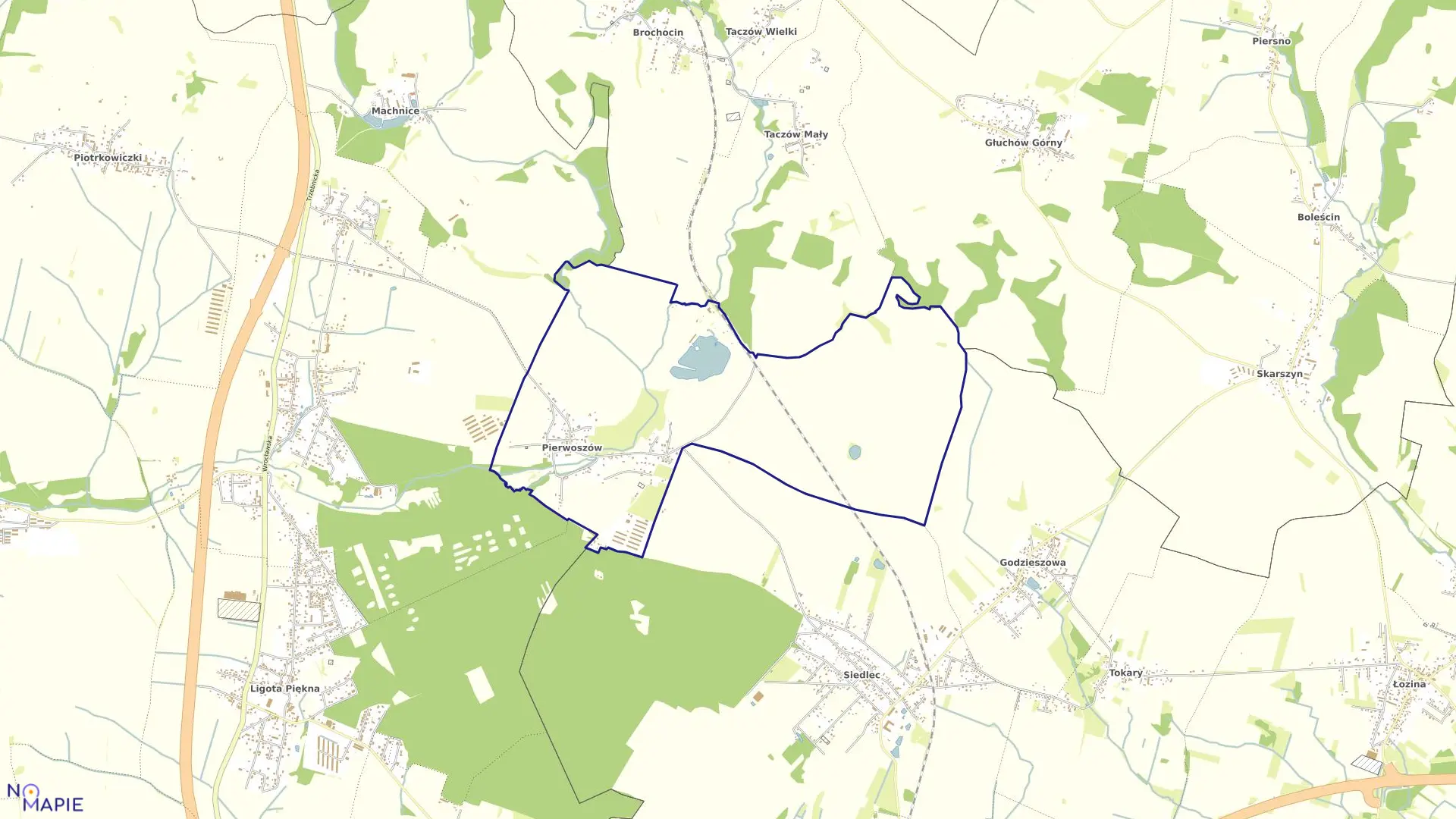 Mapa obrębu PIERWOSZÓW w gminie Wisznia Mała