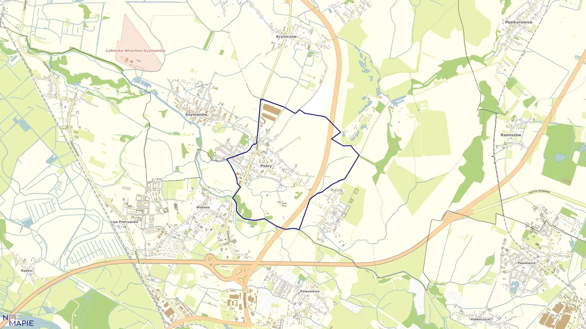 Mapa obrębu PSARY w gminie Wisznia Mała