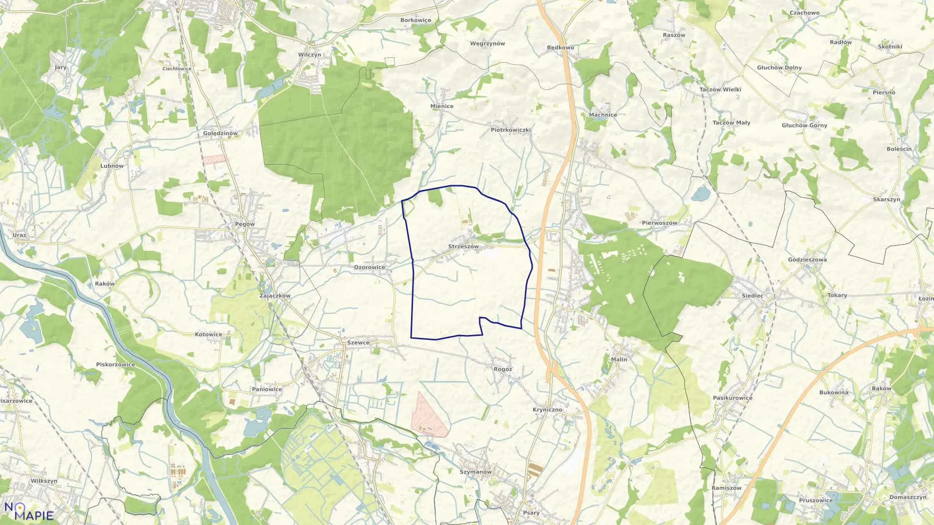 Mapa obrębu STRZESZÓW w gminie Wisznia Mała