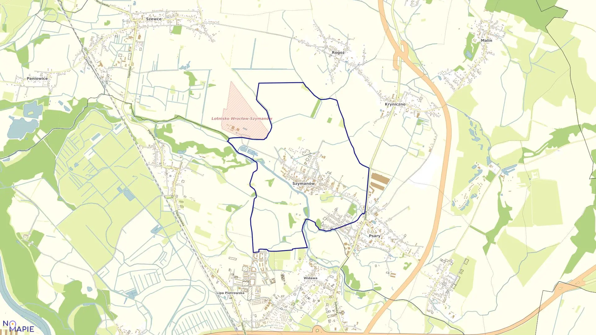 Mapa obrębu Szymanów w gminie Wisznia Mała